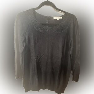 LOFT Black Lace Detail Blouse